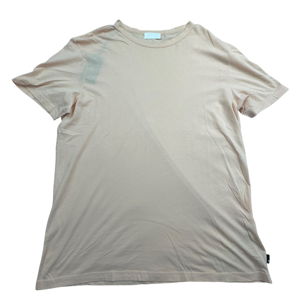 7 For All Mankind T-Shirt Mens M Peach Short Sleeve Regular Crew Neck Pullover